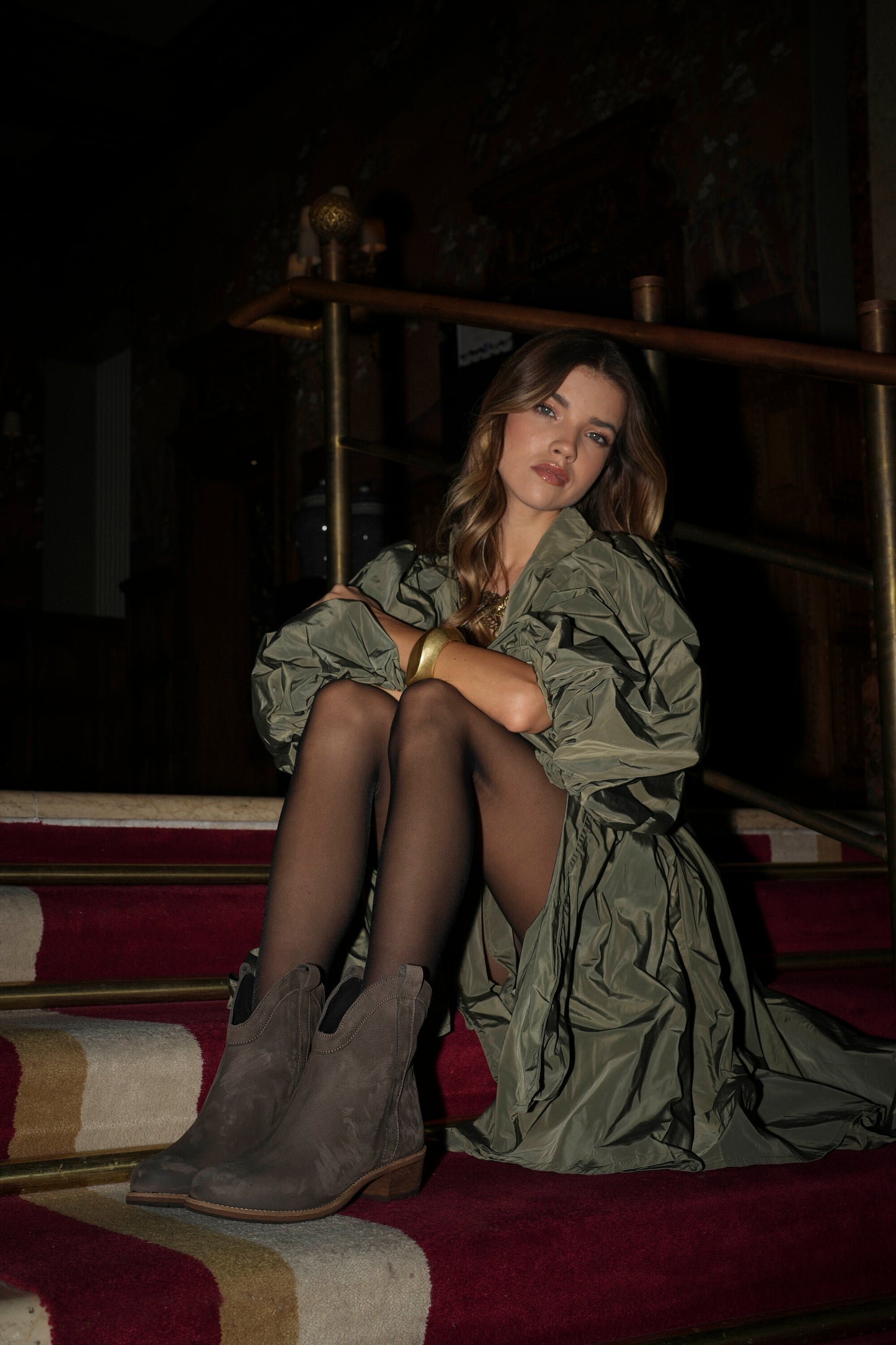 Botas em pele castanho