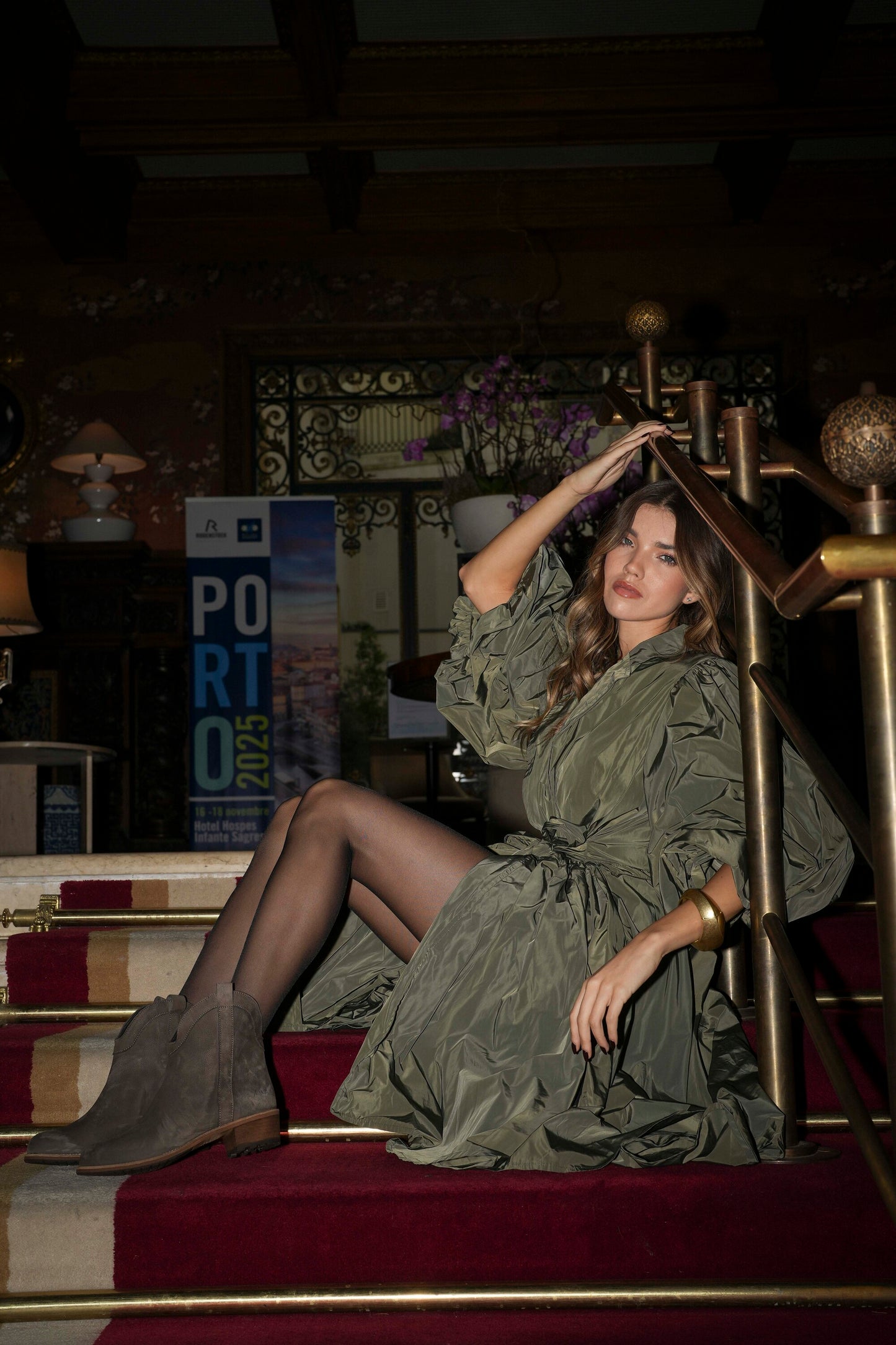 Botas em pele castanho